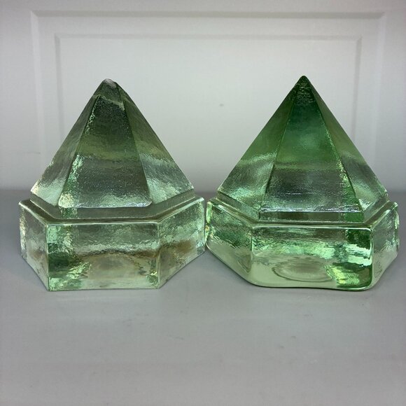 Nautical Ship Deck Prism Light Green Hexagon Pyramid Maritime Lot Of 2